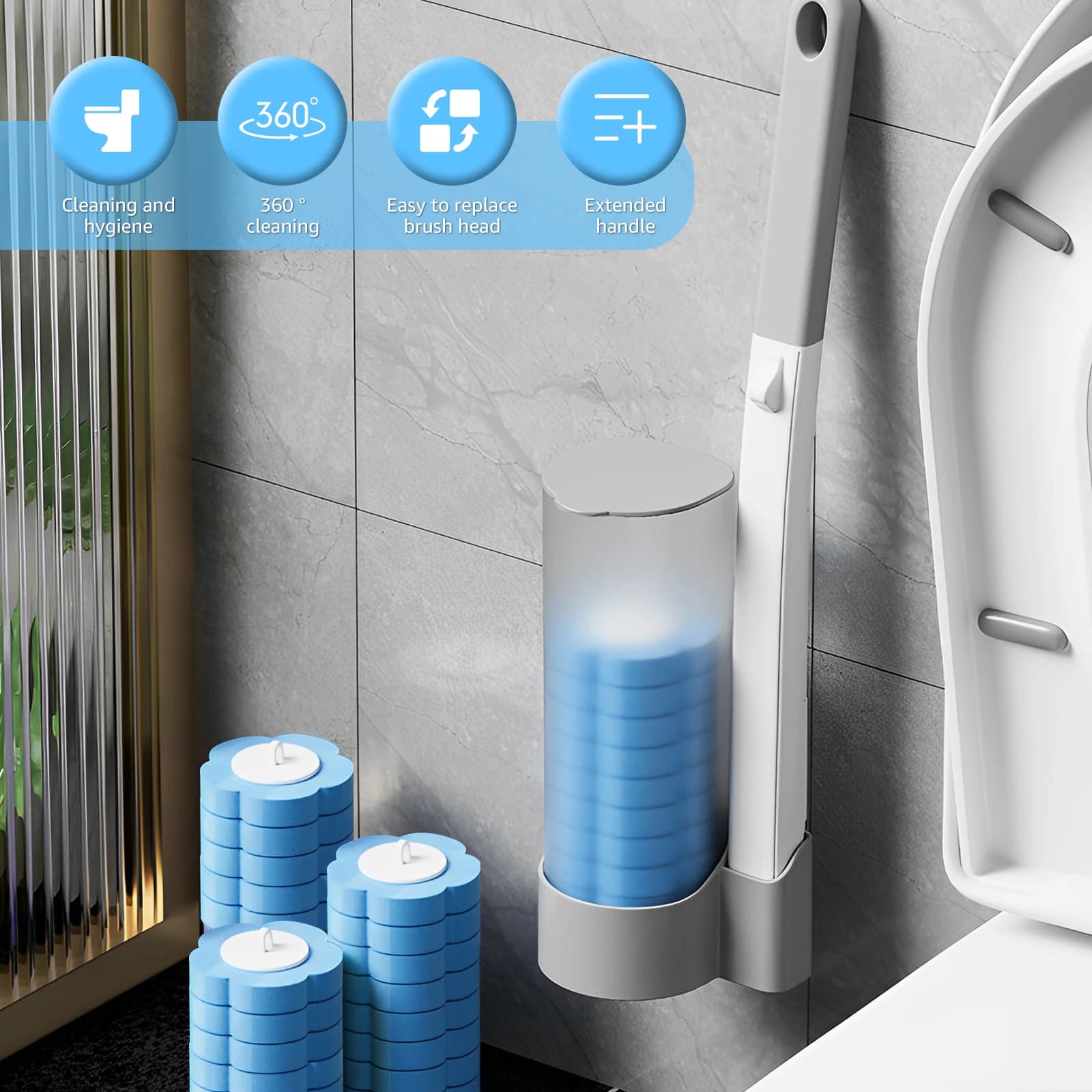 Jednorazowa szczotka WC, wymienna główka, długi uchwyt 🚽