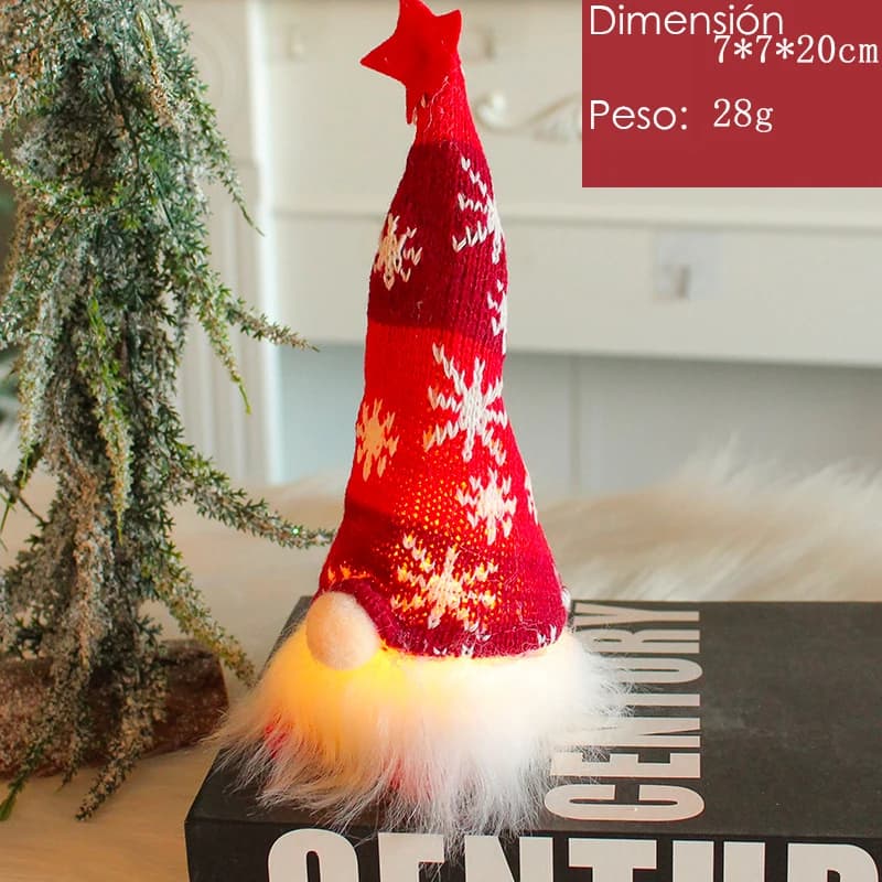 Krasnal Świąteczny z Podświetleniem Bez Twarzy - Prezent dla Dzieci, piękna ozdoba 🎅